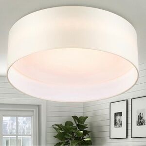 LED Ceiling Light Flush Mount 24W, Creamy White Fabric